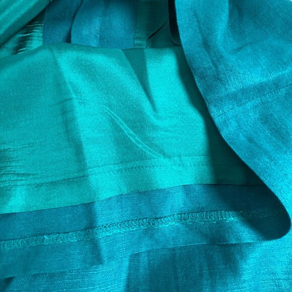 Sake Womens Teal Sleeveless Button-Front Mini Dress Size 4P Linen Blend V-Neck - Picture 9 of 10